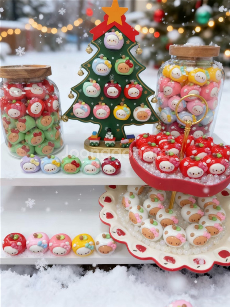 수지 제작 피규어 헬로키티 사과 애플 크리스마스 오브제--8