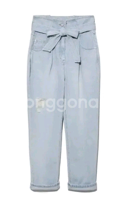 럭키슈에뜨 리본 벨트 데님 팬츠--0