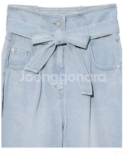 럭키슈에뜨 리본 벨트 데님 팬츠--1