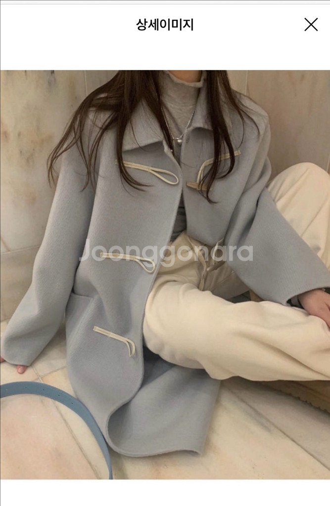 프리티영띵 카라 토글 핸드메이드 코트 (소라색, 새상품)--0