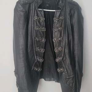 hong 비즈 체인 장식 밀리터리 레더 자켓 (55)