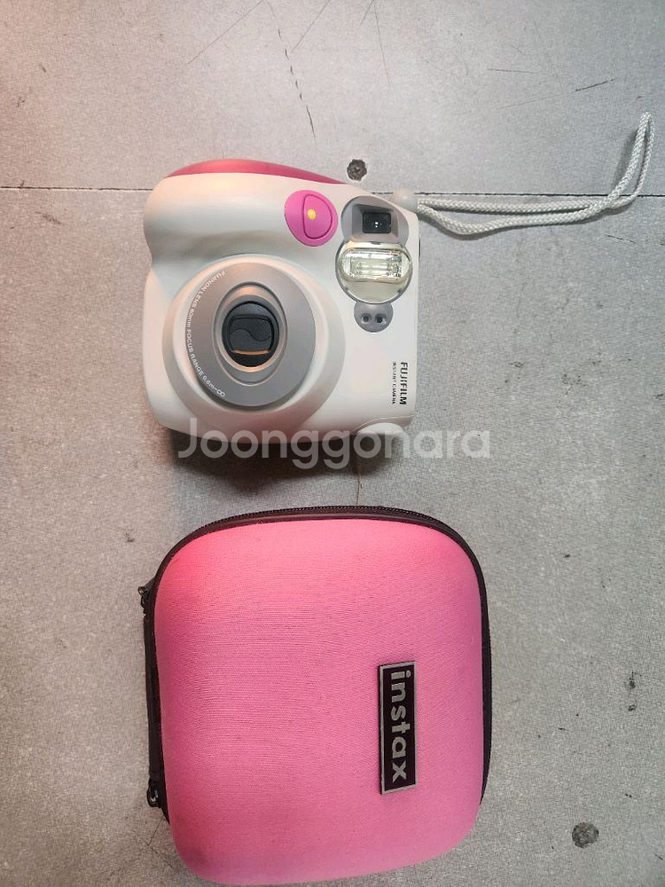 후지필름 인스탁스 카메라 7s 핑크색 케이스 포함--0