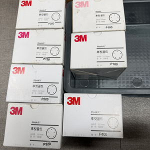 3M 후킷골드 원형 127mm 5홀 P80,120,180,220,320,400 샌딩페이퍼, 연마지