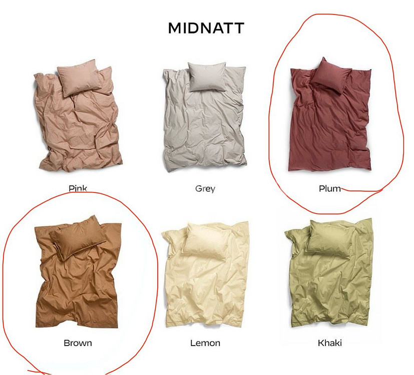 MIDNATT 침구 세트 브라운/플럼--0