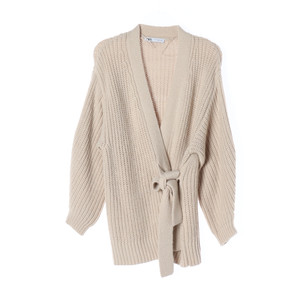 [M]자라 베이지 브이넥 헤비 니트 랩 가디건