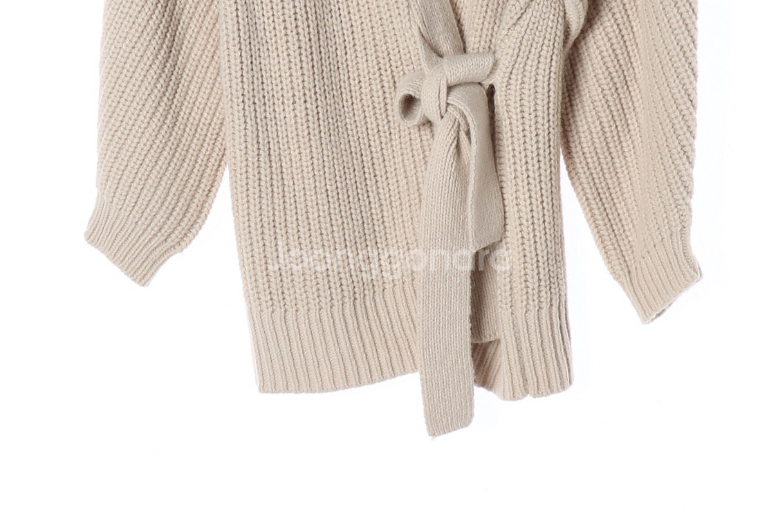 [M]자라 베이지 브이넥 헤비 니트 랩 가디건--3