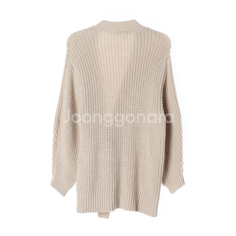 [M]자라 베이지 브이넥 헤비 니트 랩 가디건--4