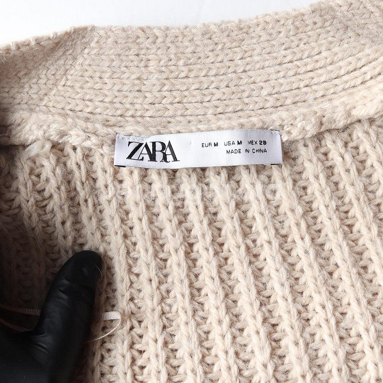 [M]자라 베이지 브이넥 헤비 니트 랩 가디건--5