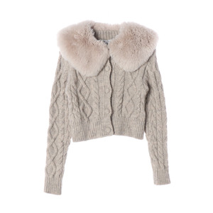 [S]자라 베이지 꽈배기 케이블 퍼카라 숏 니트 가디건