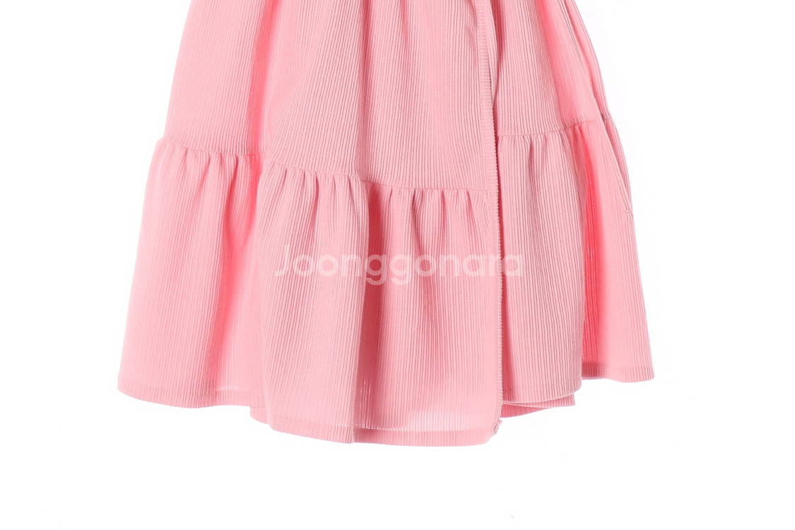 [M]앤아더스토리즈 핑크 퍼프 반팔 랩 캉캉 미니 원피스 드레스--3