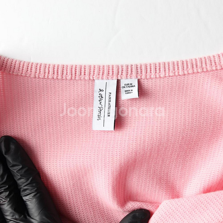 [M]앤아더스토리즈 핑크 퍼프 반팔 랩 캉캉 미니 원피스 드레스--5