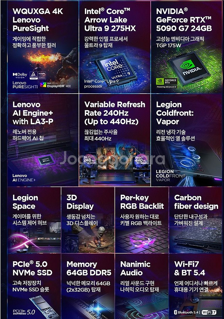 레노버 LEGION 9 18IAX10 U9 5090 Plus W11P (SSD 2TB) 3D육안 리전프로 9I--1