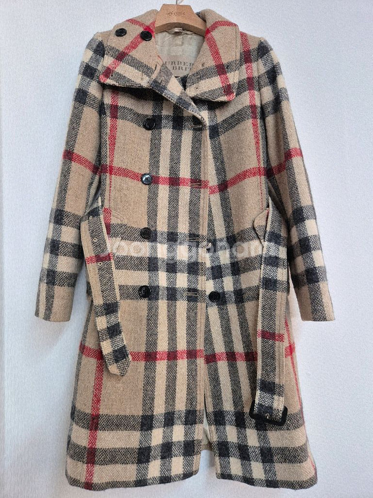 버버리 브릿 체크 벨티드 코트--0