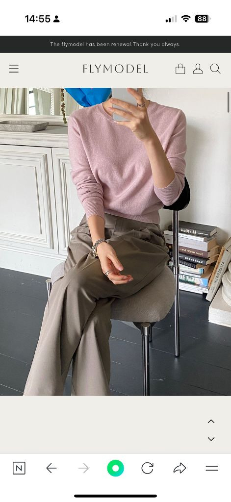 플라이모델 멜톤 투핀턱 와이드 슬랙스 long ver.M사이즈--7