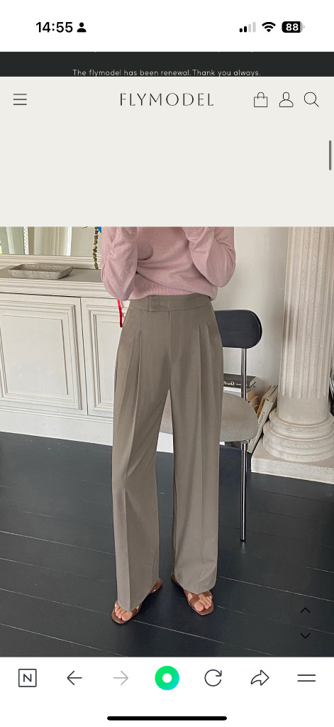 플라이모델 멜톤 투핀턱 와이드 슬랙스 long ver.M사이즈--8