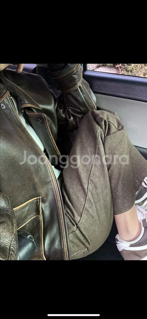 핸드픽코튼 빈티지 레더 점퍼--2