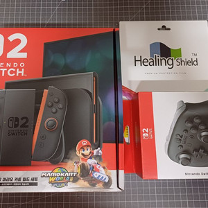 닌텐도 스위치2 마리오 카트 디럭스+프로콘2+힐링쉴드 보호필름 팝니다