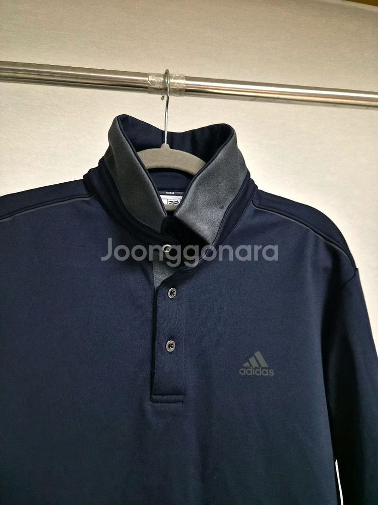 100) 아디다스 골프 기모 폴로티셔츠 네이비--2