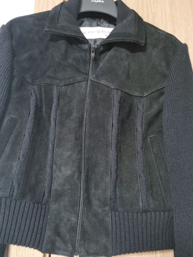 비아플레인 스웨이드 니트 자켓 via suede knit blouson 이미지