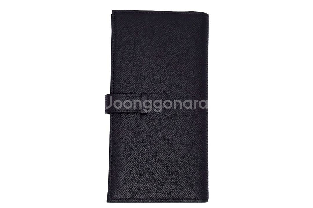 에르메스 베안 소플렛 블랙컬러 앱송 은장 장지갑 G 각인 카드포켓 5개--2