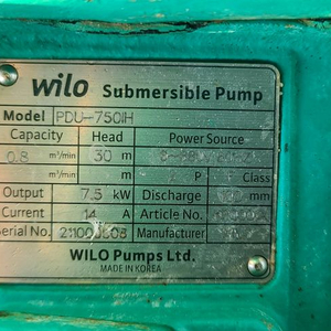 윌로 수중펌프 10마력 380v