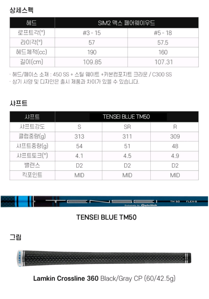 테일러메이드 SIM2 MAX 3번우드 이미지