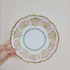 앤틱 프랑스 리모지 하빌랜드 금장 리본 바스켓 핑크 꽃 베리 홈카페 디쉬 접시 샵 빈티지 소품