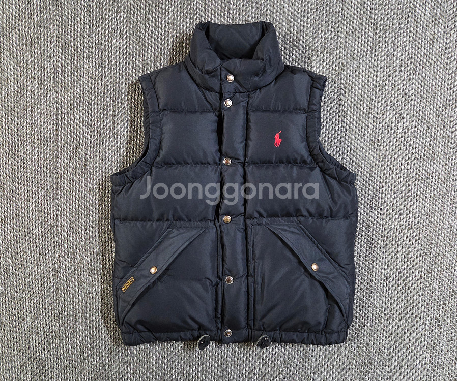 폴로 랄프로렌 블랙 레드 포니 다운 베스트 패딩조끼--0