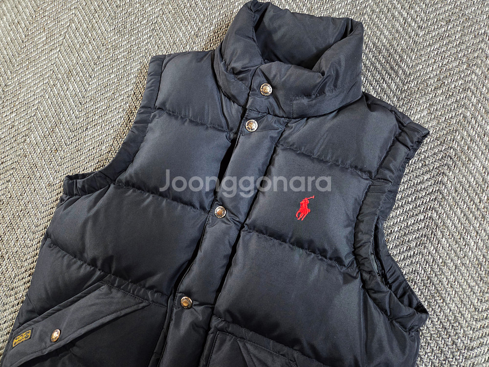폴로 랄프로렌 블랙 레드 포니 다운 베스트 패딩조끼--2