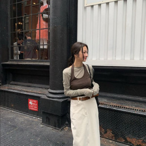 언더슨 데스티 보트넥, 홀터 티셔츠 레이어드 나시