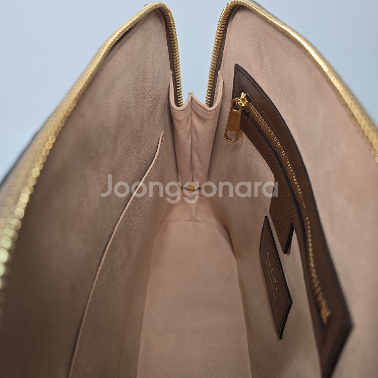 구찌 스몰 레더 파이톤 트리밍 홀스빗 1955 탑 핸들 토트 겸 숄더백--8