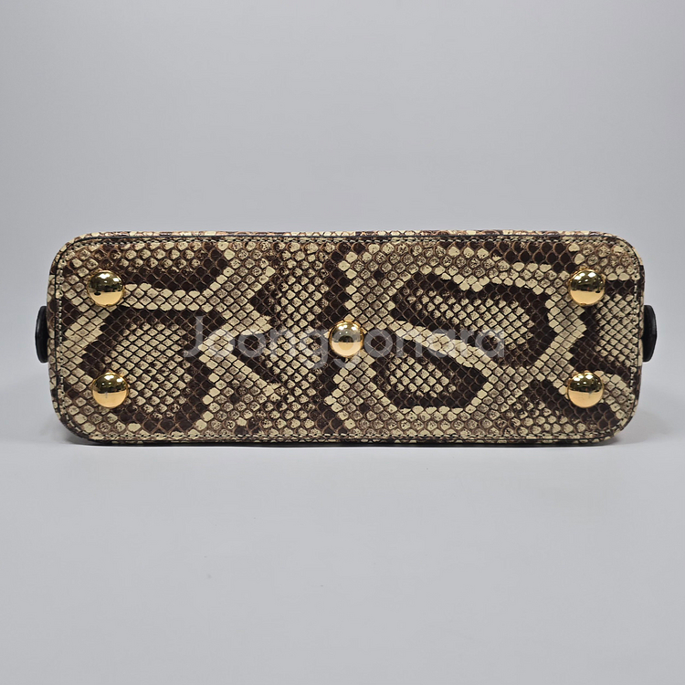 구찌 스몰 레더 파이톤 트리밍 홀스빗 1955 탑 핸들 토트 겸 숄더백--5