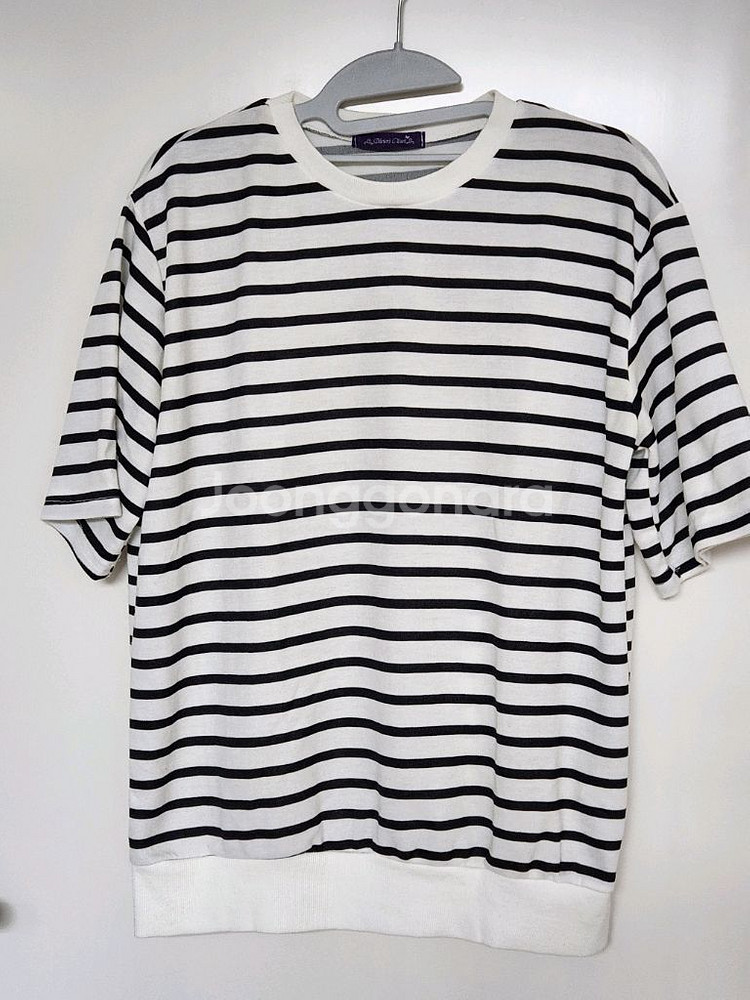 스트라이프 반팔 티셔츠 얇은 니트--0