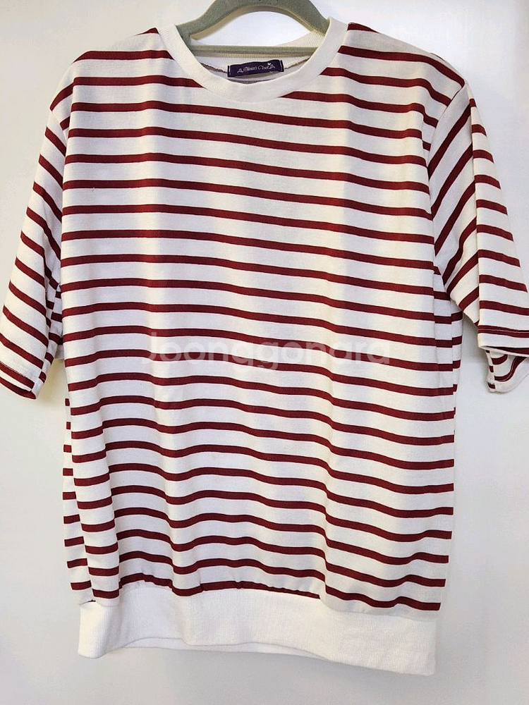 스트라이프 반팔 티셔츠 얇은 니트--0