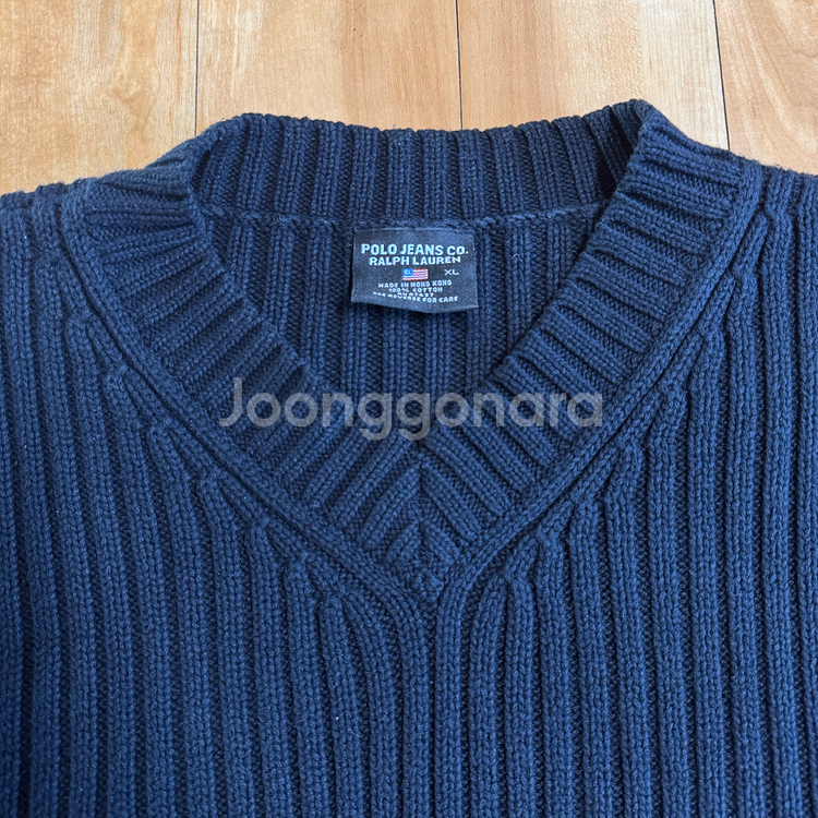 폴로 진스 남성 브이넥 니트 블랙 XL--6