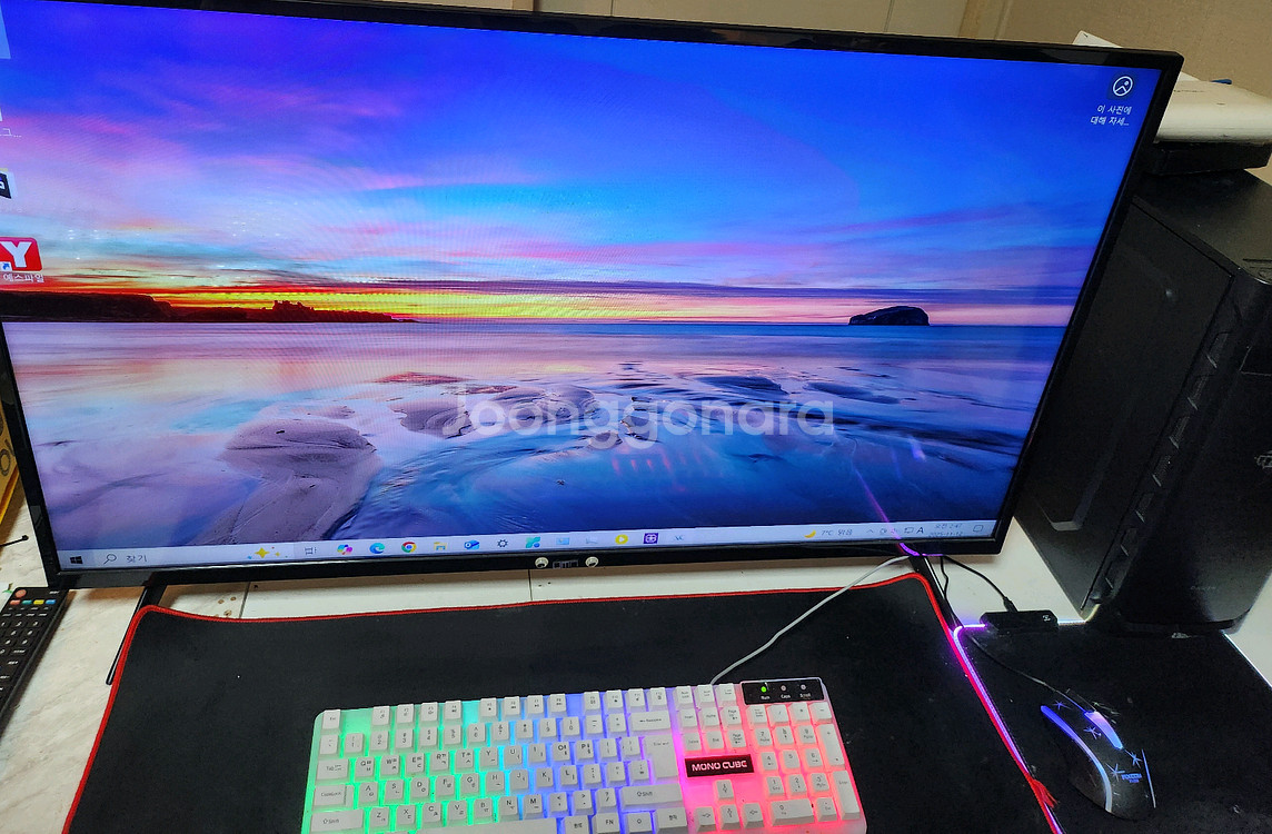 인텔 i3 9100F +UMN MX40F 40인치 4K TV+RX560+키보드+마우스등 풀패키지--0