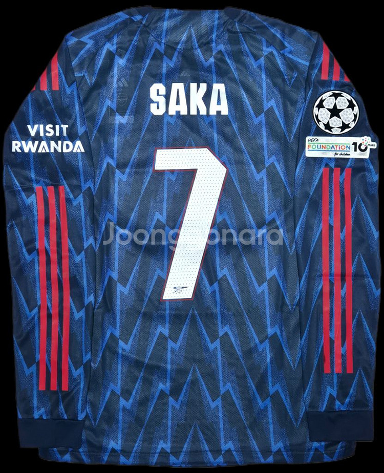 25 26 아스날 어웨이 사카 긴팔 유니폼 L 어센틱--0