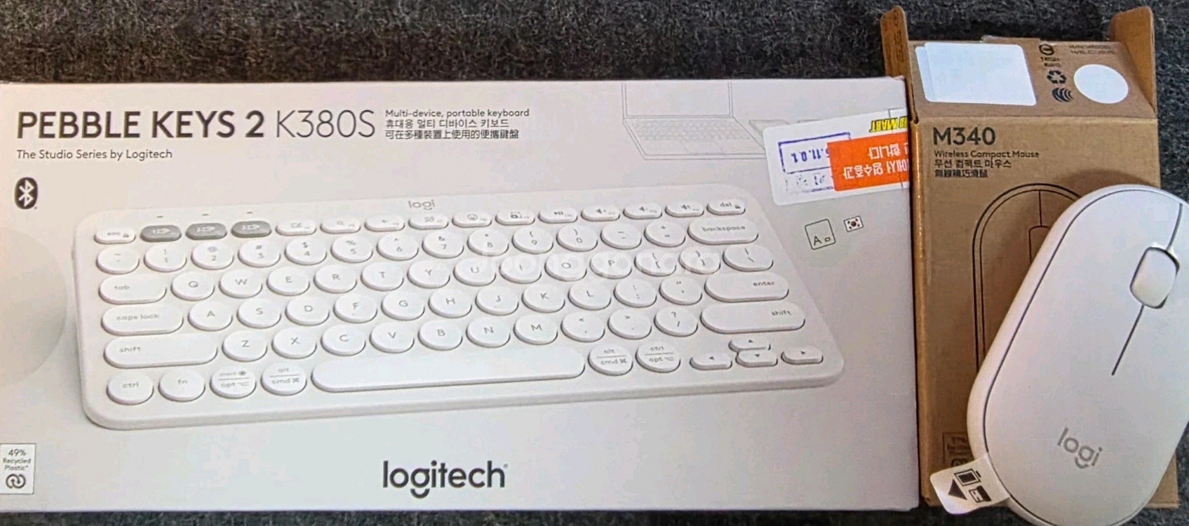 로지텍 페블 K380S 무선 키보드+m340 마우스 흰색--0