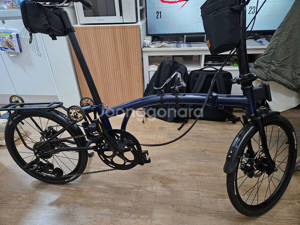 트라이폴드 자전거 비올리 민트 T9D플러스 블루 유사브롬톤--3