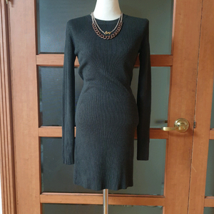 (새제품)슬림핏 골지 롱니트 브라운