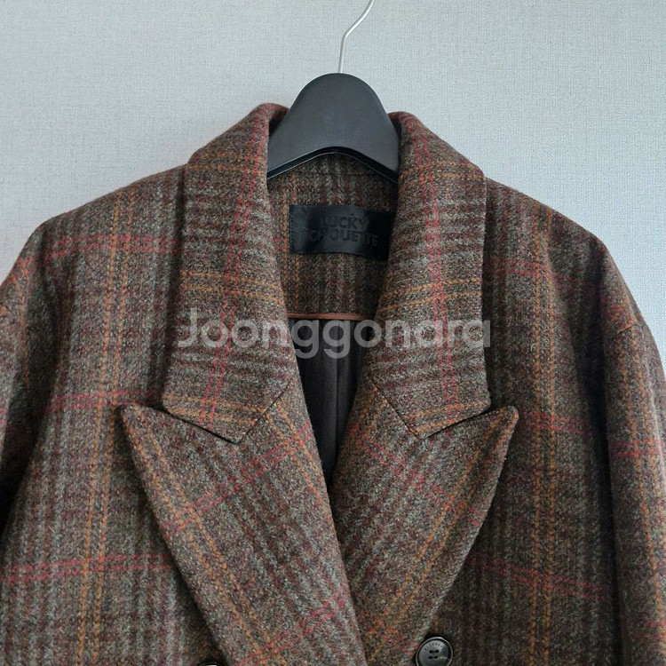 럭키슈에뜨 클래식 체크 더블 코트(새상품 수준)--4