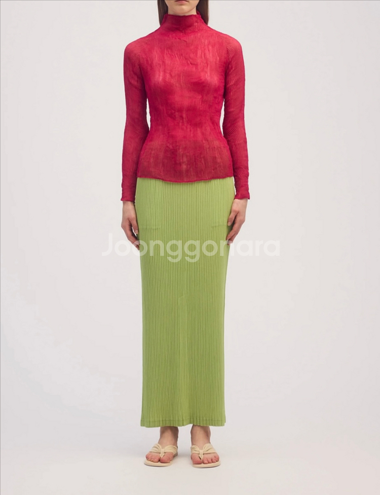 이세이미야케 쉬폰 탑 그린--1