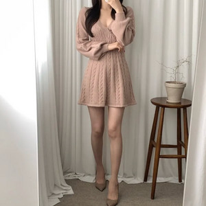 포근 브이넥 니트 원피스