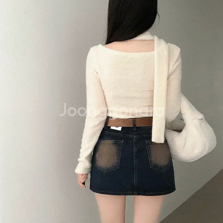 라운드 타올 니트티 머플러 세트 (아이보리)--5