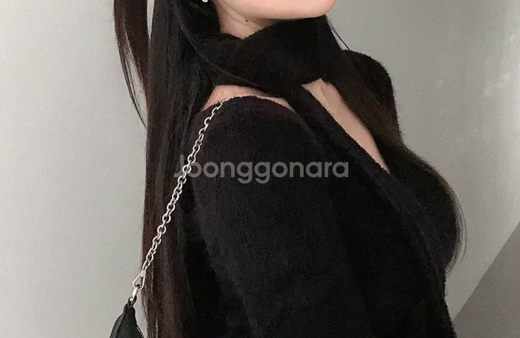 라운드 타올 니트티 머플러 세트 (블랙)--1