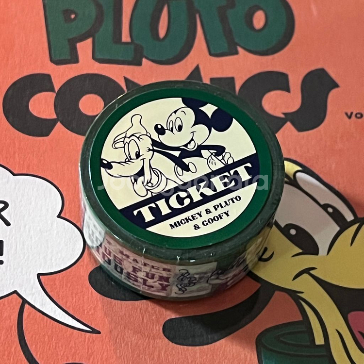 디즈니 빈티지 티켓 마스킹테이프 미키 플루토 구피--0