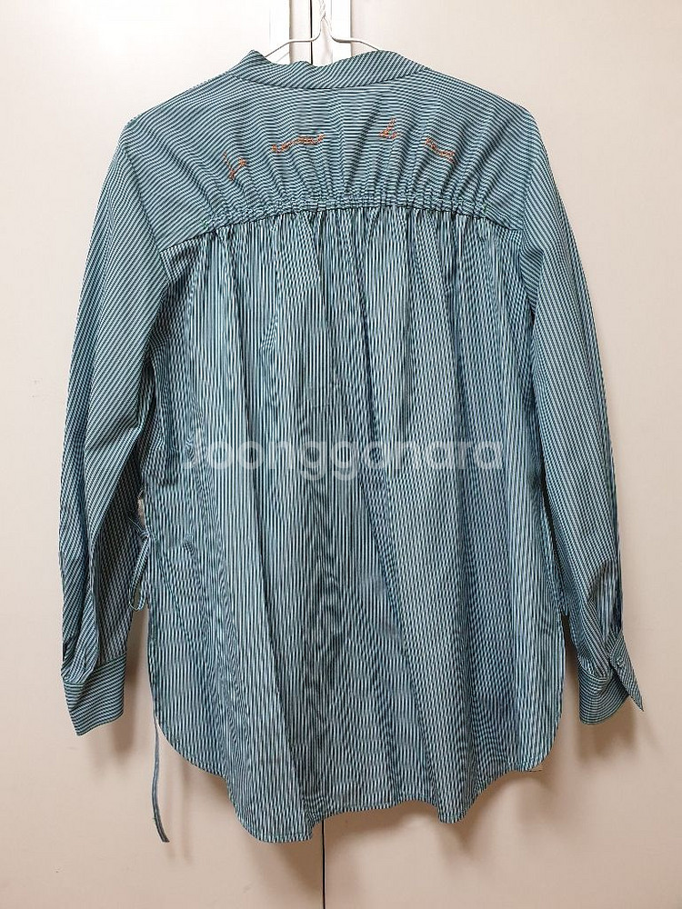 마인 자수 일러스트 스트라이프셔츠-새상품--2