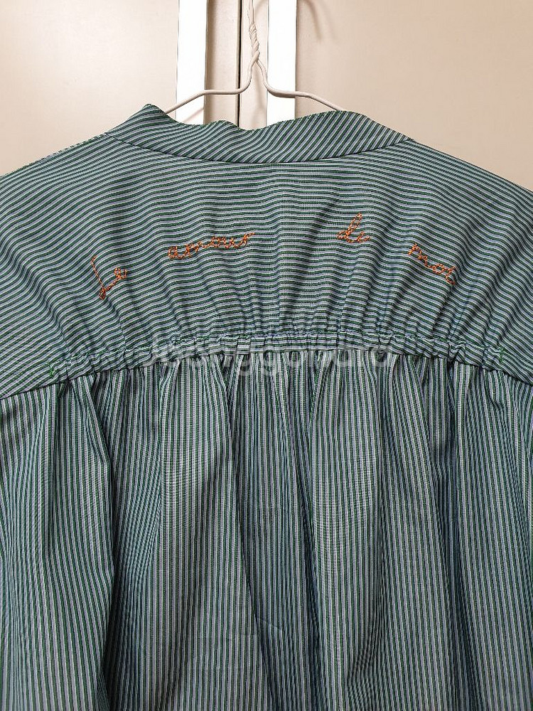 마인 자수 일러스트 스트라이프셔츠-새상품--3