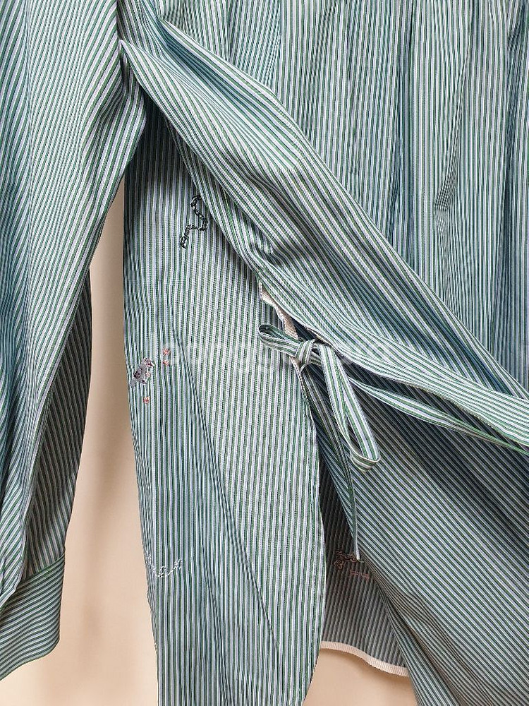 마인 자수 일러스트 스트라이프셔츠-새상품--4