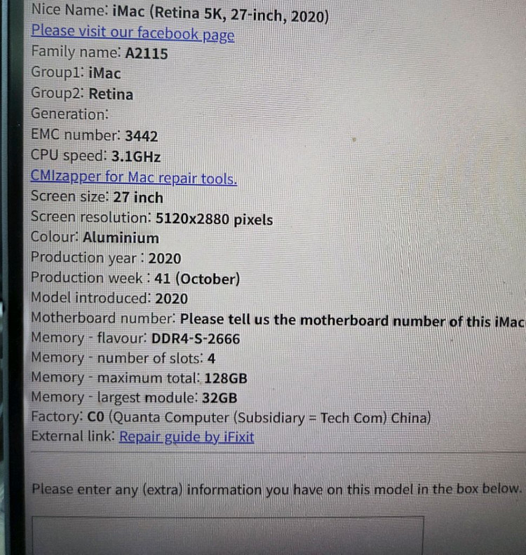 애플 아이맥 A2115 5K 27인치 2020년식 부품용 이미지